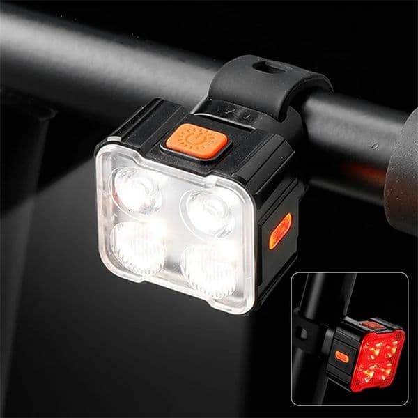 Bike Headlight Cycling Taillight LED Bicycle Lantern Waterproof Type-C USB Rechargeable High Brightness Cycling Accessories 260112BJ