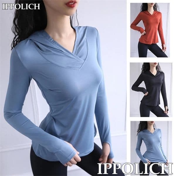 Yoga Hoodie Long Sleeve Women Breathable Long Sleeve Yoga Clothes Fitness Thumb Hole Mesh Breathable Yoga Hoodies Long T-shirt 260206BJ