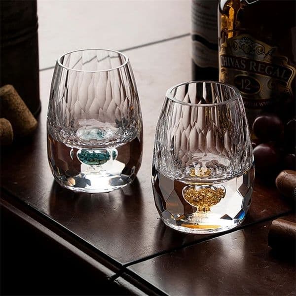 15MLGold Foil Crystal Wine Glass1/2/6piece Set Whiskey Glass BPA Free Suitable for Decoration Collection and Celebration 260109BJ