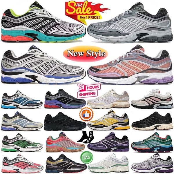 With Box TOP Progrid Omni 9 Designer Sauconny Shoes Outdoor Running Shoes Shock Absorption Wear Resistant Thick Sole Grey White Navy Blue Sneakers size 36-45