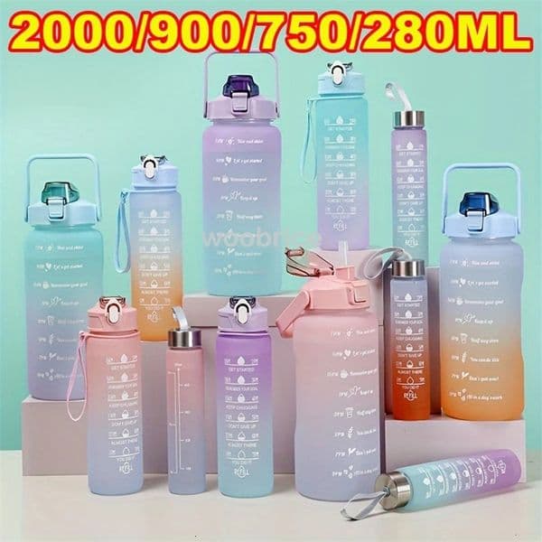 Sports Water Bottle for Running Drinking Bottle 2L Motivational with Time Marker Stickers Portable Reusable Plastic Cups 251218BJ