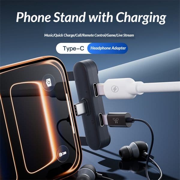 Mobile game Type-C adapter - Charge while playing, doesn't interfere with hands. Dual-function gaming headset with fast charging.