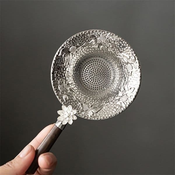 Lotus Tea Strainer Silver Metal Filter Alloy Mesh Stainless Steel Drain Tea Infusers Kitchen Chinese Tea Ceremony 250527BJ