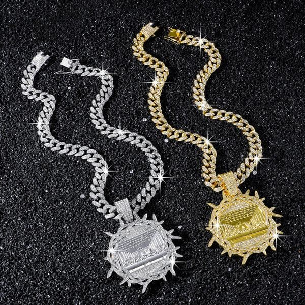 Hip Hop Last Supper Charm Necklace Men Women Iced Out Alloy Crystal Religious Pendant With Cuban Chain Rapper Christian Jewelry