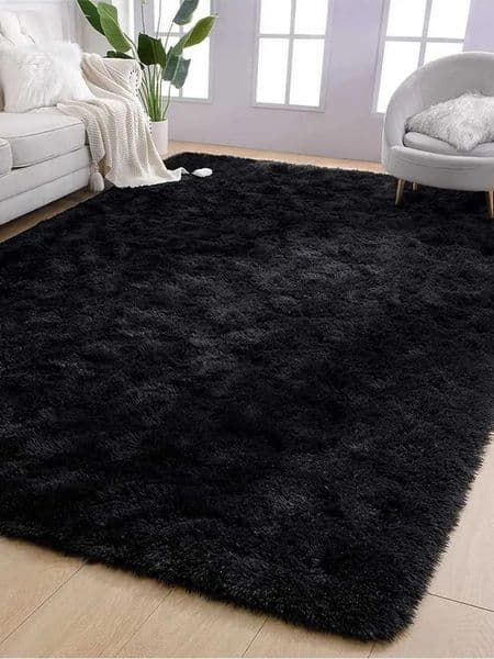 Luxury Designer Shag Area Living Black Plush Carpets Indoor Bedroom Rugs Non Skid Soft Fluffy Rug For art Nursery Kids Boys Girls Room 19 Free Shipping