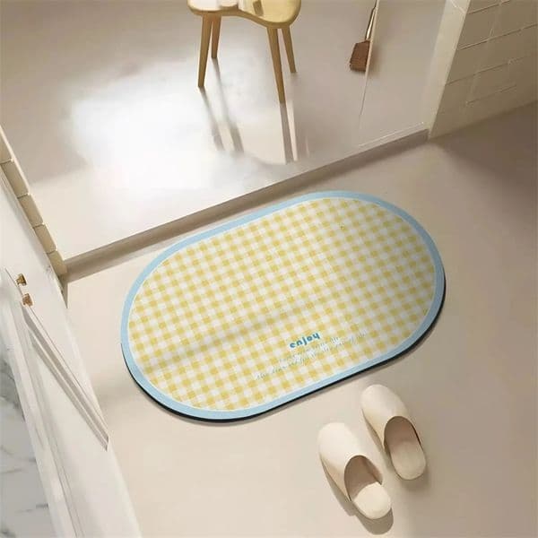 Morandi diatom mud bathroom floor mat oval simple small fresh bedroom room porch absorbent non-slip foot mat 250606BJ
