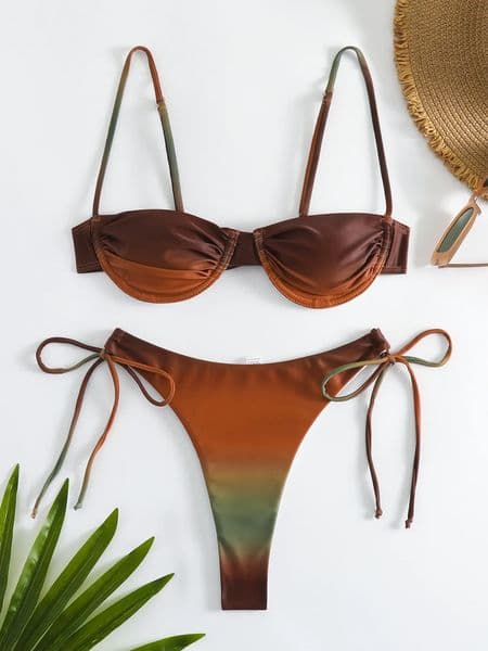 sexy tie dye print push up bikinis sets two pieces side swimsuit thong Swimwear Biquini conjunto de bikini tankini beachwear 260420
