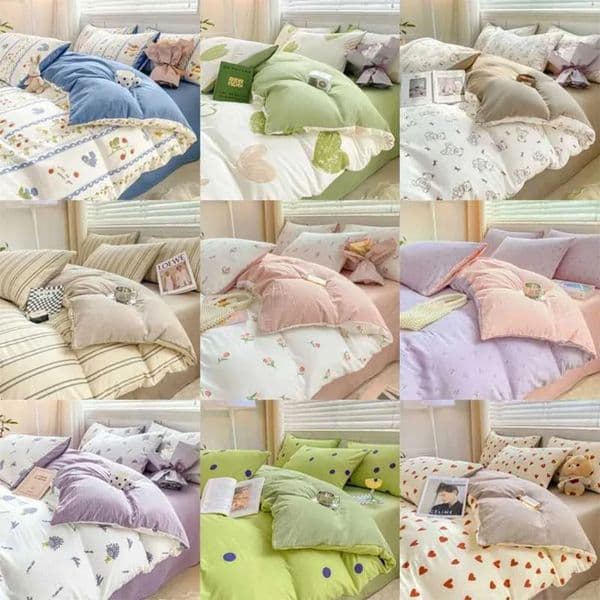 Luxury Designer 3/4Pcs Spring New art Bedding Set With Four Pieces Small And Fresh Pure Cotton Bed Single Duvet Cover Student Dormitory Three 19 Free Shipping