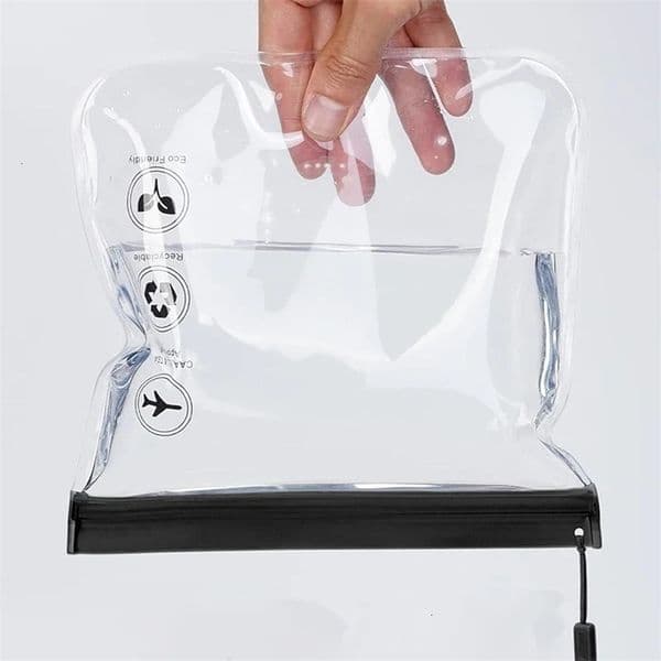 1pc Transparent toilet bag portable travel essentials flight makeup liquid leak proof resealable EVA cosmetic bag 260330BJ