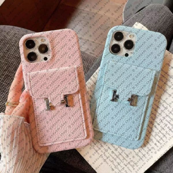 Luxury Leather Phone Cases For iPhone17 16 15 14 plus 13 12 mini 11 Pro XR XS MAX 7 8 PLUS Letter Mobile Back Cover With Card Pocket iphone Case For Samsung S24 Ultra
