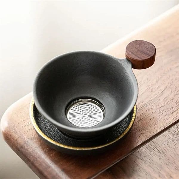 Frosted tea filter holder Household black pottery kung fu tea separation filter Light tea leak tea strainer 250527BJ