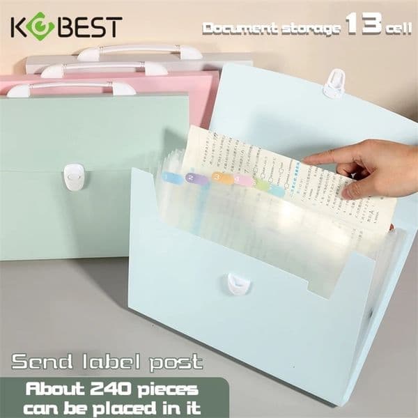 13 Pockets A4 Size Expanding Wallet File Folder Paper Document Storage Organ Bag Holder Office School Organizer 250627BJ