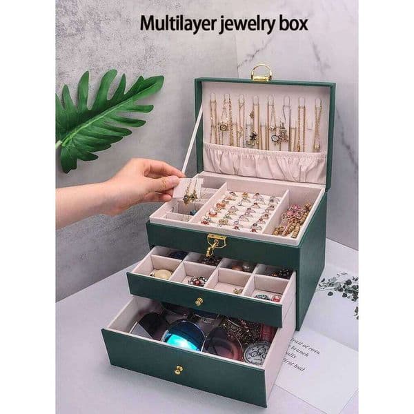 Three-layer Storage Box for High-end Exquisite Necklaces, Earrings,Gold Jewelry and Hand Accessories with Large Capacity 26Y0420