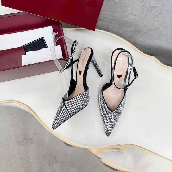 Luxury Rhinestones Sequined Buckle Women Pumps Elegant Pointed Toe Stiletto High Heels Sandals Fashion Wedding Party Ladies Dress Shoes 260420