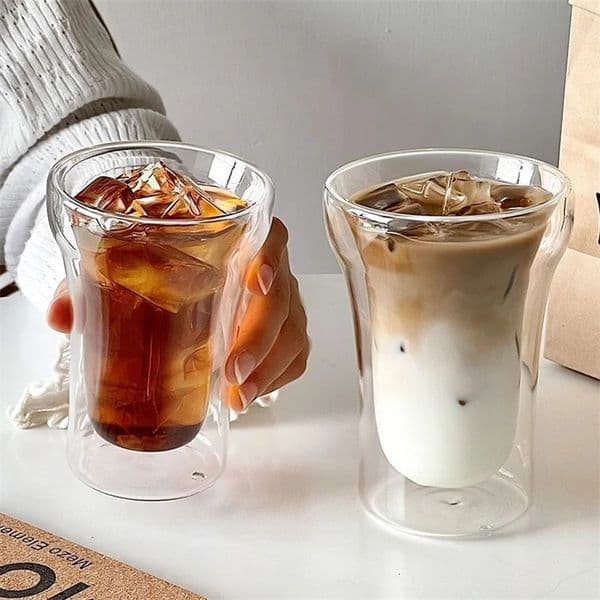 Heat-resistant Creative Coffee Cup Drinking Juice Milk Teacup Double-layer Heat-insulated Transparent High Borosilicate Glass 260324BJ