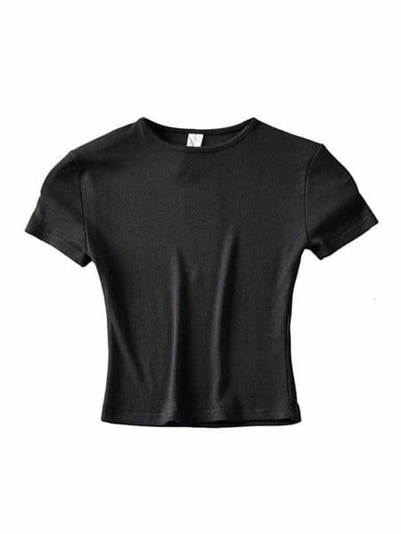 Fashion Casual Summer Woman Slim Fit tshirt tight Cotton ShortSleeve Oneck tee Crop Tops 260420