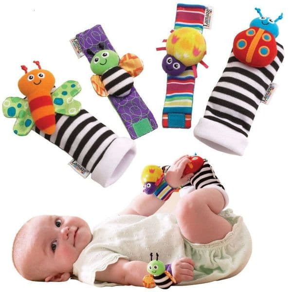 New Hot Selling Baby Watch Wrist Rattle Set with Wrist Socks & Sock Covers, 4-Piece Infant Hand Strap Rattle Kit for Dropshipping