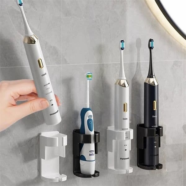 Wall Mounted Toothbrush Holder No Punching Electric Toothbrush Storage Rack Tooth Brush Base Space Saving Bathroom Organizer 260408BJ