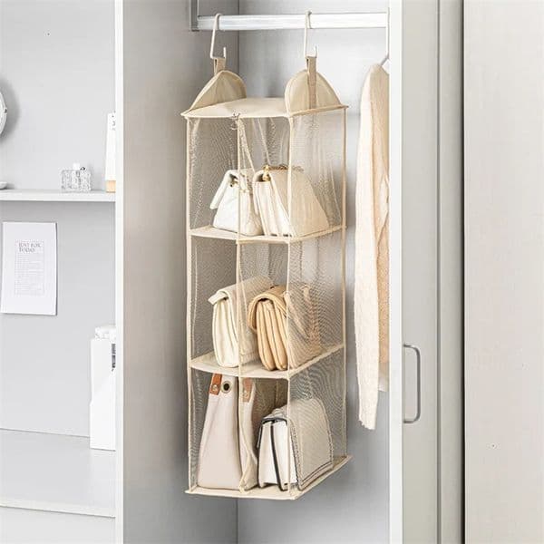 Multi-Layered Fabric Wall-Mounted Dormi Storage Ra Bag Hanging Organizer Closet Storage Bag for Bedroom Organization 260330BJ