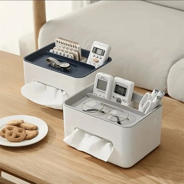 3-in-1 desktop storage box - with remote control storage tissue box eyeglass case and large-capacity tissue box 260324BJ