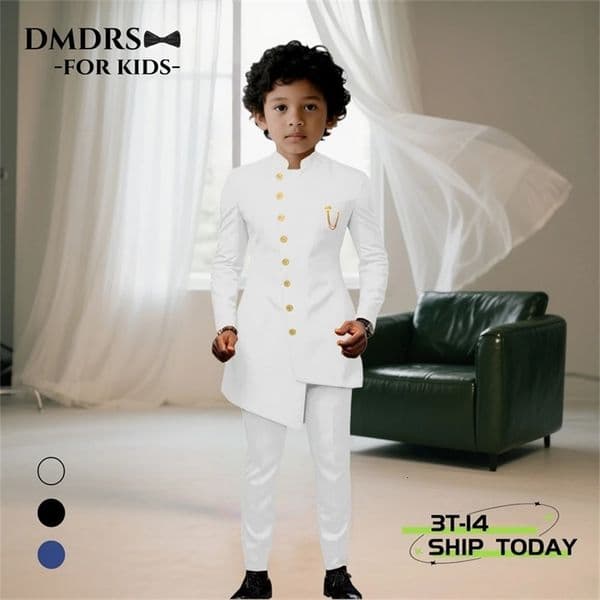 DMDRS Kids Formal Suit Set from Toddler to Teen - Ship Today Graduation Recital Communion Tuxedo - Jacket Pants Outfit 260402BJ
