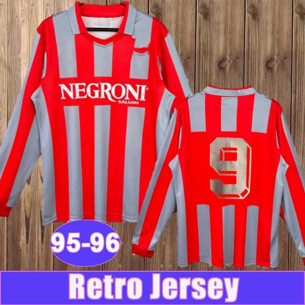1995 1996 Cremonese Mens Retro Soccer Jerseys ENRICO FANTINI TENTONI Home Football Shirt Long Sleeves Vintage Adult Uniforms