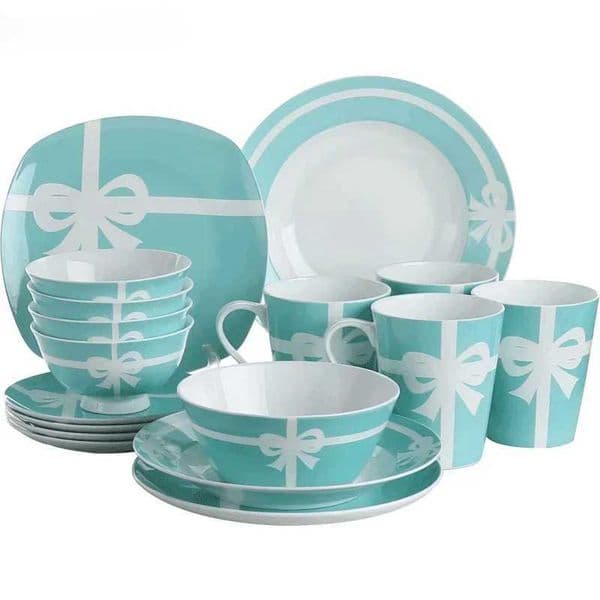 Nordic lace bow printing ceramic big Lamian Noodles bowl cake salad plate breakfast bowl home kitchen tableware T260420