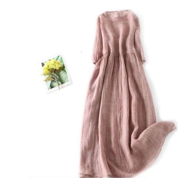 Dress Jpnese Style Cotton Linen Omen S Fshionble High End Flowing Rmie Linen Long Gown Skirt Dress Chinese Embroidery