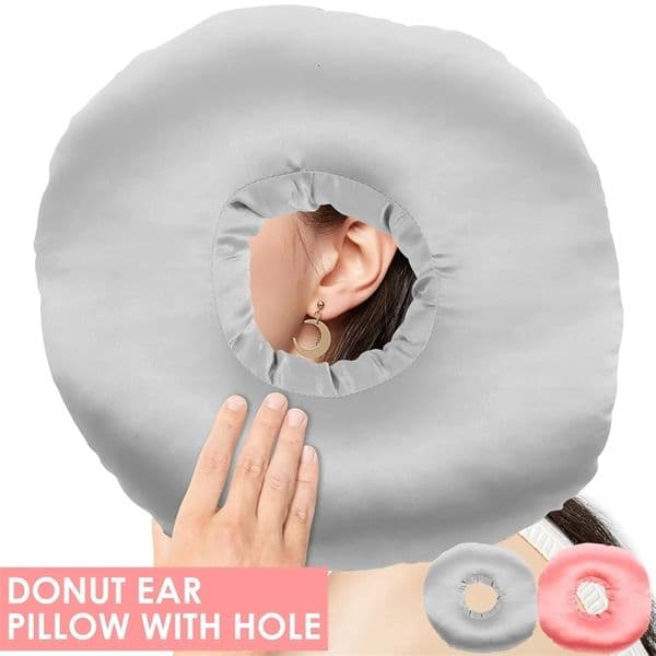 Ear Piercing Pillow Polyester Side Sleeper Donut Ear Pillow with Hole Round Pressure Relief Ear Guard Pillow Hollow Seat Cushion 260228BJ