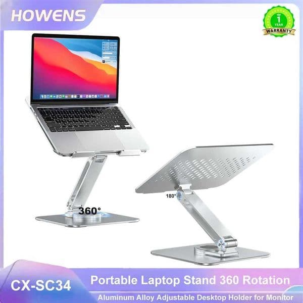 Portable Laptop Stand Aluminum Alloy 360 Rotation 3kg Load Capacity Foldable Adjustable Desktop Holder for Portable Monitor S26420