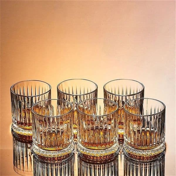 2pcs Sets Wine Glasses Creative Carved Whiskey Glass Party Exquisite Transparent Glass Cup Water Bottle Bar Accessories 251218BJ