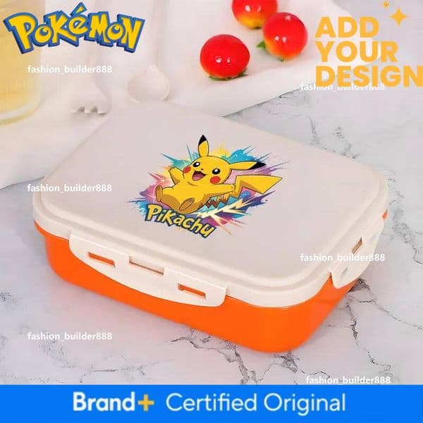 Pokemons Bento Lunch Box Anime Food Compartment Container Square Dinner Meal Case With Tableware Boys Girls Leakproof Lunchbox