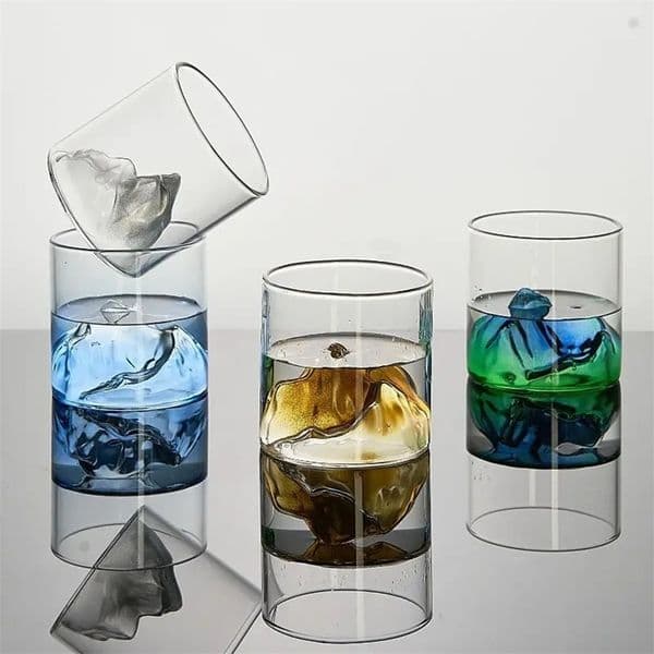 3D Mountain Transparent Glass Coffee Cup High Borosilicate Heat Resistant Tea Drink Glasses Milk Juice Glasses Cups g 260109BJ
