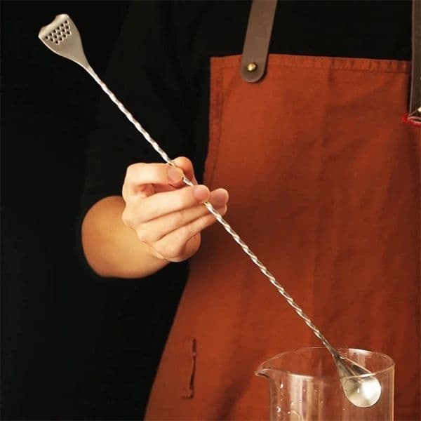 40cm Stainless Steel Cocktail Bar Spoon Japanese Style Bartender Bar With Strainer Tail Silver Copper Gold Barware 260408BJ