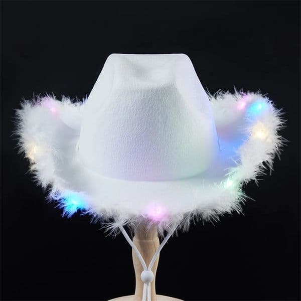 Felt Party Hats Fashion Cowboy Hat with Colorful LED Light Fun Party Disco Pink Cowgirl Hat for Women Men 260402BJ