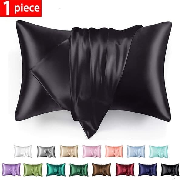 1pc Satin Pillowcase Breathable Soft Envelope Closure Satin Pillow Case Solid Color Bedding Accessories Smooth Pillow Covers 260330ww