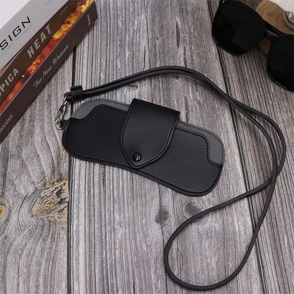 Street Trend Glasses Sunglasses Storage Bag Hanging Neck PU Leather Glasses Case Fashion Glasses Case 260323BJ