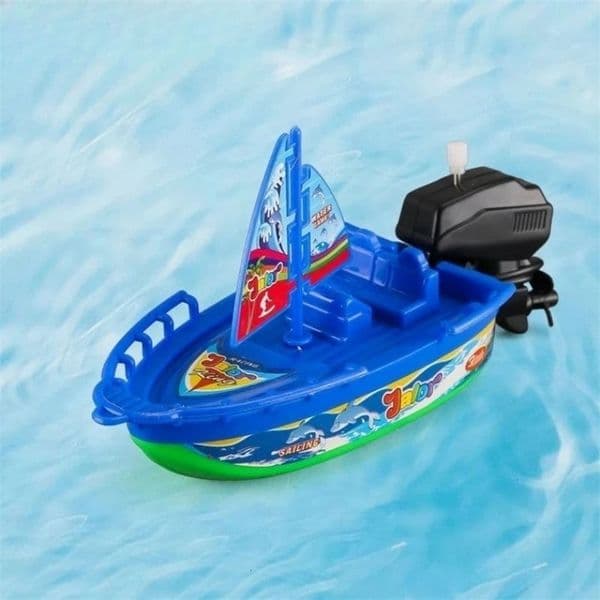 WindUp Speed Boat Toy Floating Bath Shower Companion Kids Water Play Activity Classic Clockwork Toy Boys Birthday Gift 260326BJ