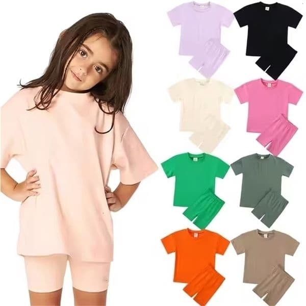 1-13Y Cotton Kids Clothes Suits Cycling Wear Biker Shorts Set Children Clothes Boys Girls Outfits Two Piece Kids Clothing Sets 260409BJ