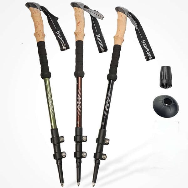 Aluminum Alloy Three Section Telescopic External Lock Hiking Straight Handle Climbing Cane Walking Stick Outdoor Equipment Outdoor trekking poles 2 Piece