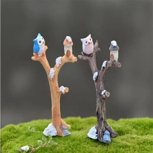 Mini Tree Branches Resin Miniatures Owl Fairy Garden House Kit Dolls Christmas Ornaments Baby Toys 251216BJ