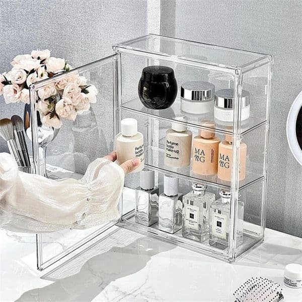 Transparent Acrylic Makeup Organizer Dustproof Storage Box Perfume Skincare Display Case Blind Box Figurine Organizer Shelf 260324BJ