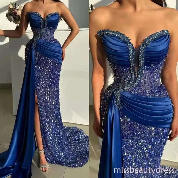 Illusion Mermaid Prom Dresses Florals Crystals Sequined Evening Formal Party Second Birthday Engagement Gowns Customized ZD10