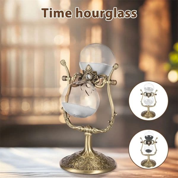 30 Minute Sand Timer 360° Rotatable Vintage Hourglass Timer with Metal Frame Non-slip Bottom Home Sand Clock Desktop Ornaments 250606BJ
