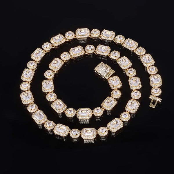 New 14K Product 10mm Square 18K Round Rock Sugar Chain Luxury 1-5CT Jewelry Hip GRA Hop Moissanite Personality VVS Trendy Men's Necklace Wholesale