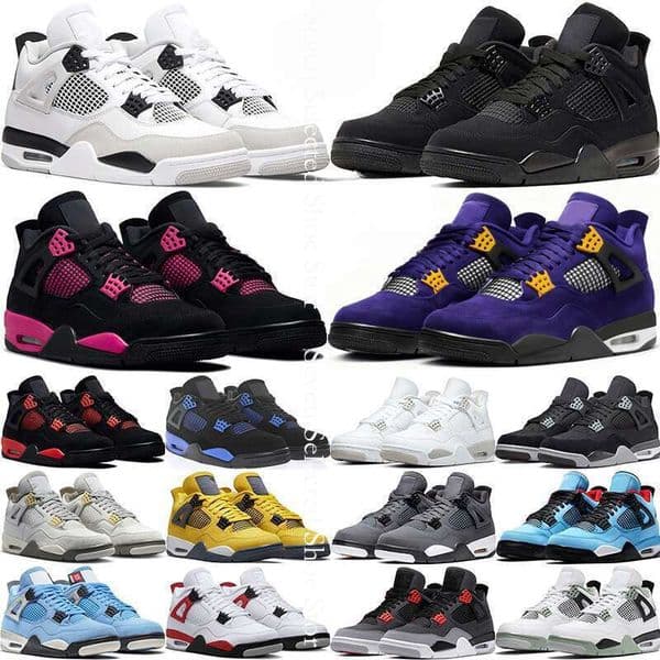 Designer Shoes Men 4s Basketball Sneakers Lightweight Performance Shoes For University Style - Black Cat, White Pure Money, Pink Thunder, Oreo, Military Blue