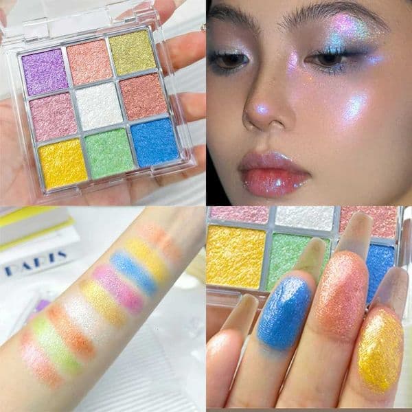Polarized Color-Change Eyeshadow Makeup Palette Nine colored Fluorescent Metallic Shiny Chameleon Eye Shadow Highgloss Powder C260420