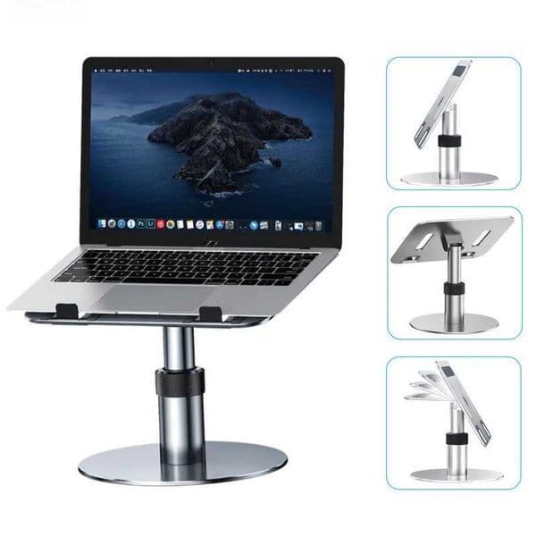 Oatsbasf Metal Notebook Laptop Holder Portable Laptop Table Stand 360Rotation Height Adjustable Desk Reading Holder for 12-17 S26420