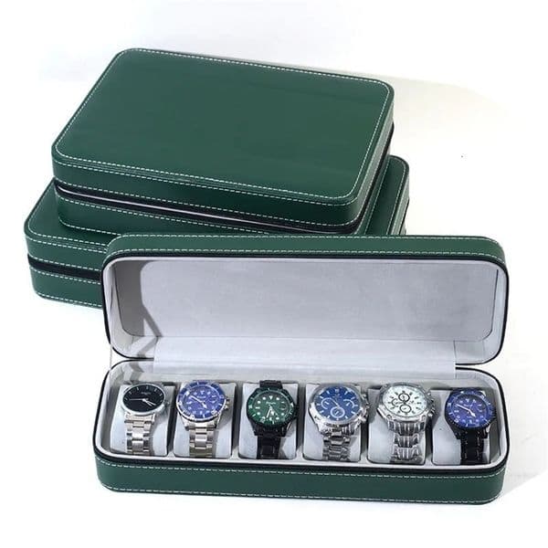 DELESYS PU Leather Zipper Watch Storage Box Multiple Slots Watch Case For Gift Moistureproof Accessory Box 260306BJ