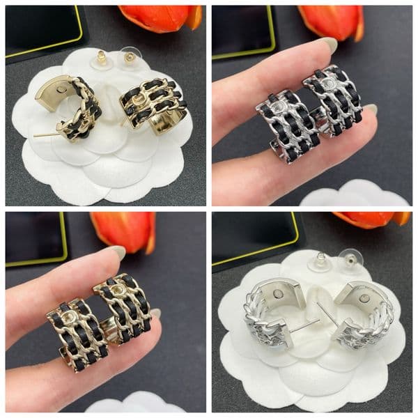 Stud Earrings for Women Designer Leather Woven Earrings 18K Gold Plated Hoop Earrings Classic Luxury Earrings High Quality Jewelry Daily Wear